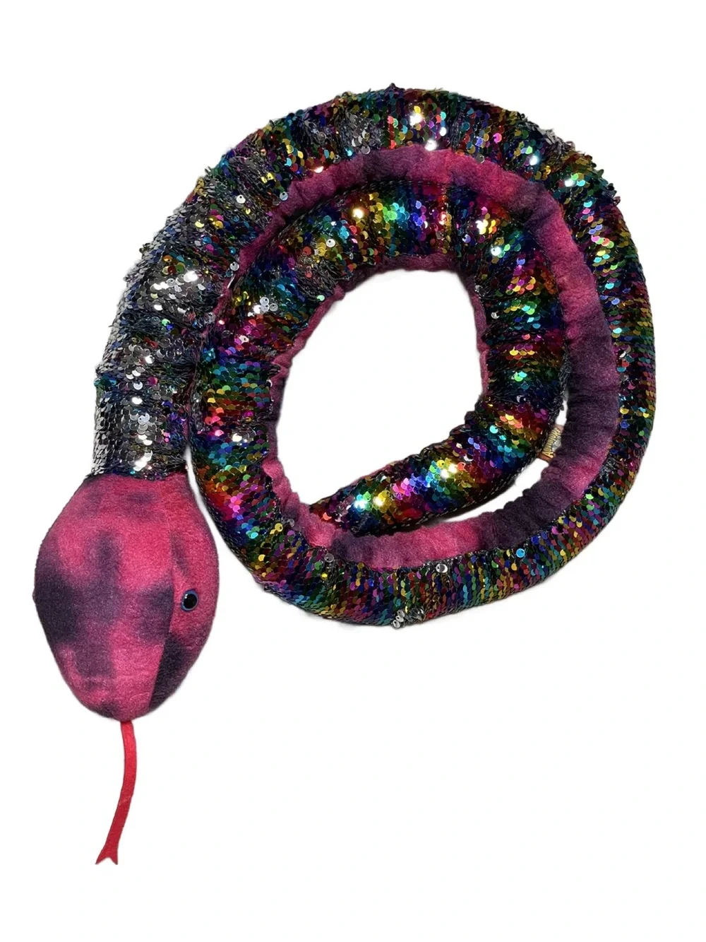 Adventure Planet Rainbow Sequin Plush Snake Toy for Kids 3+ (Approx. 5’5”)